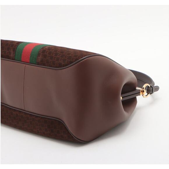 Gucci Virgo G Monogram Suede & Leather Handbag | Brown | Excellent Condition - Picture 3 of 8
